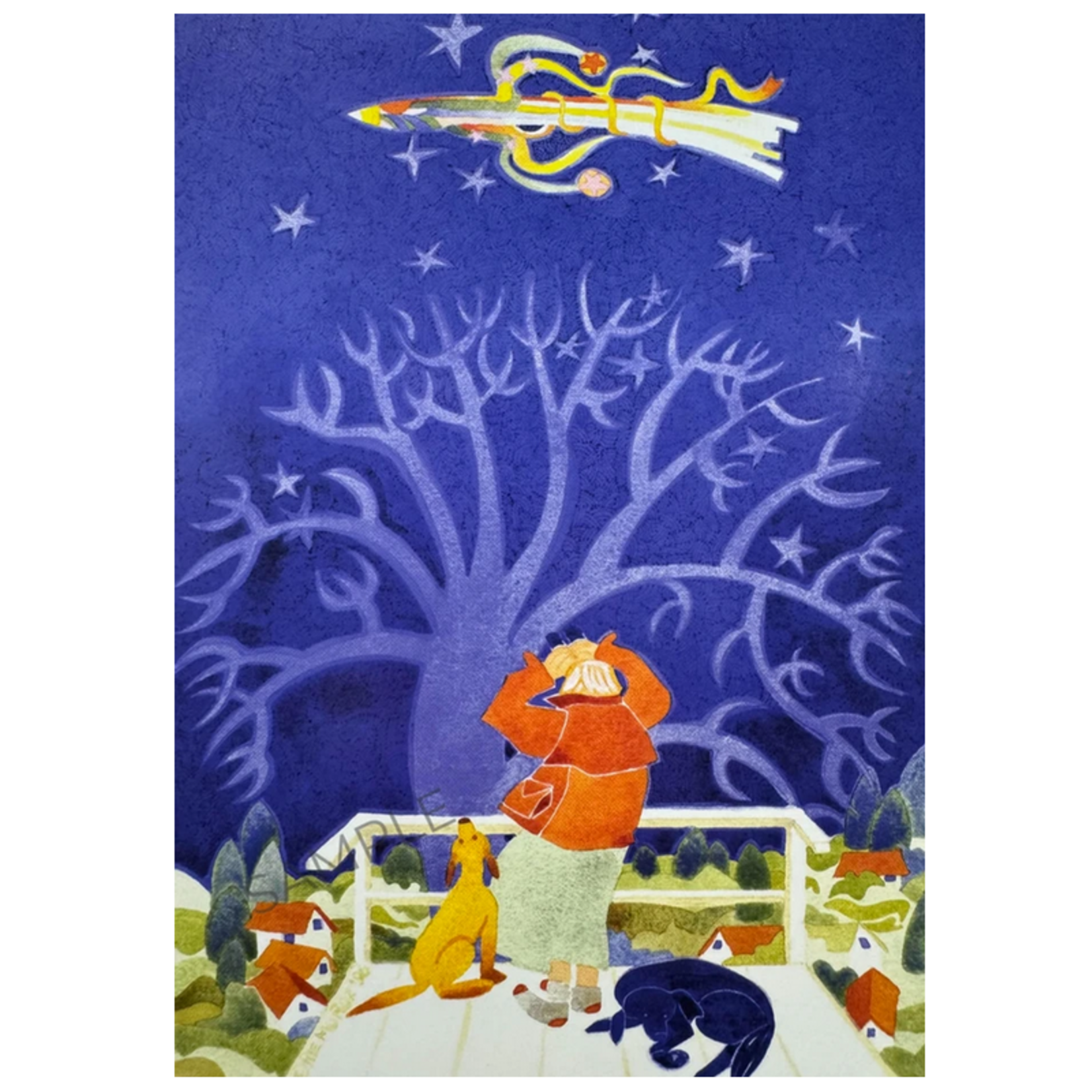 Rie Munoz "Hyakutake Sighted" (Matted Art Card) | Rie Muñoz