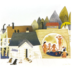 Rie Munoz Rie Muñoz "Ladies in the Bath" - Matted Art Card