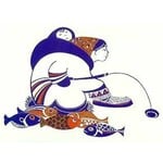 Rie Munoz Rie Munoz "Ice Fishing" 1976 - Matted Art Card