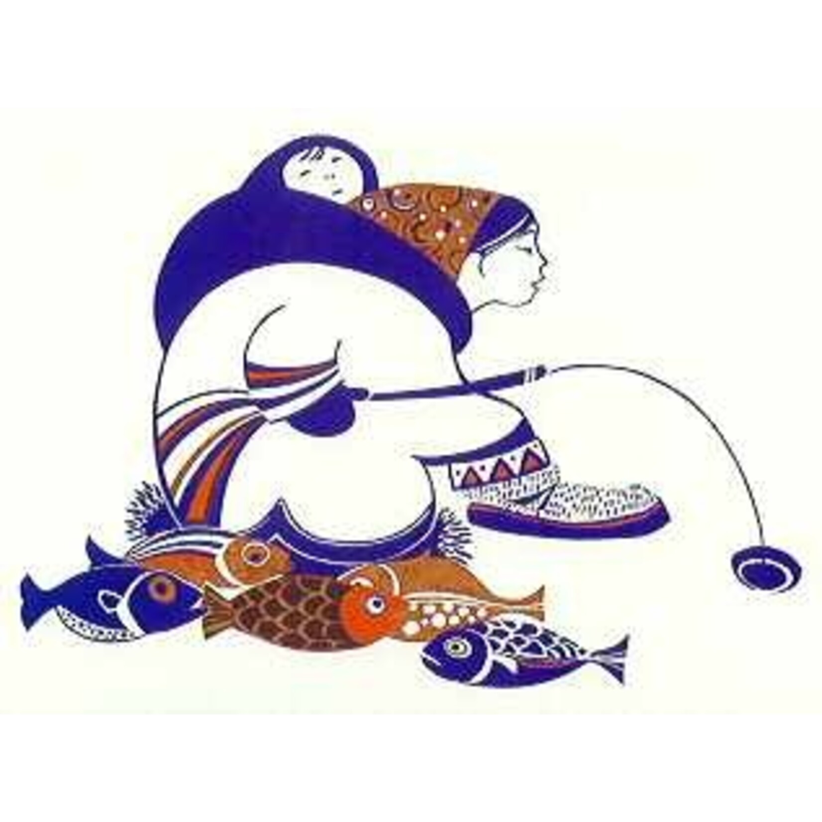 Rie Munoz Ice Fishing 1976 (matted art card) | Rie Munoz