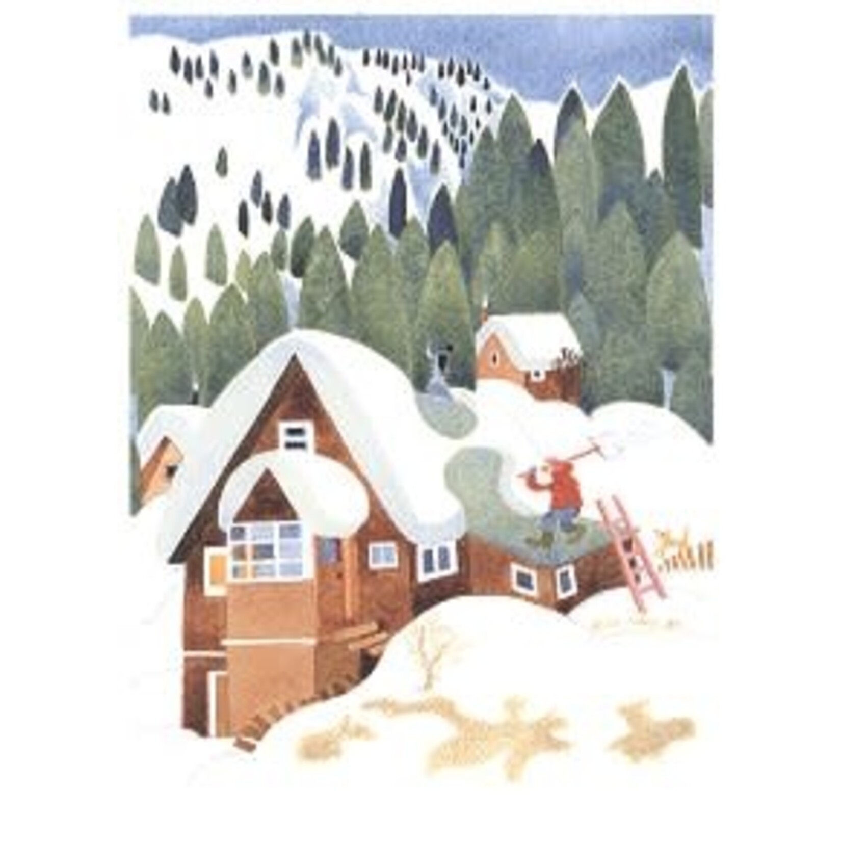 Rie Munoz "Shoveling Snow" (Matted Art Card) | Rie Muñoz
