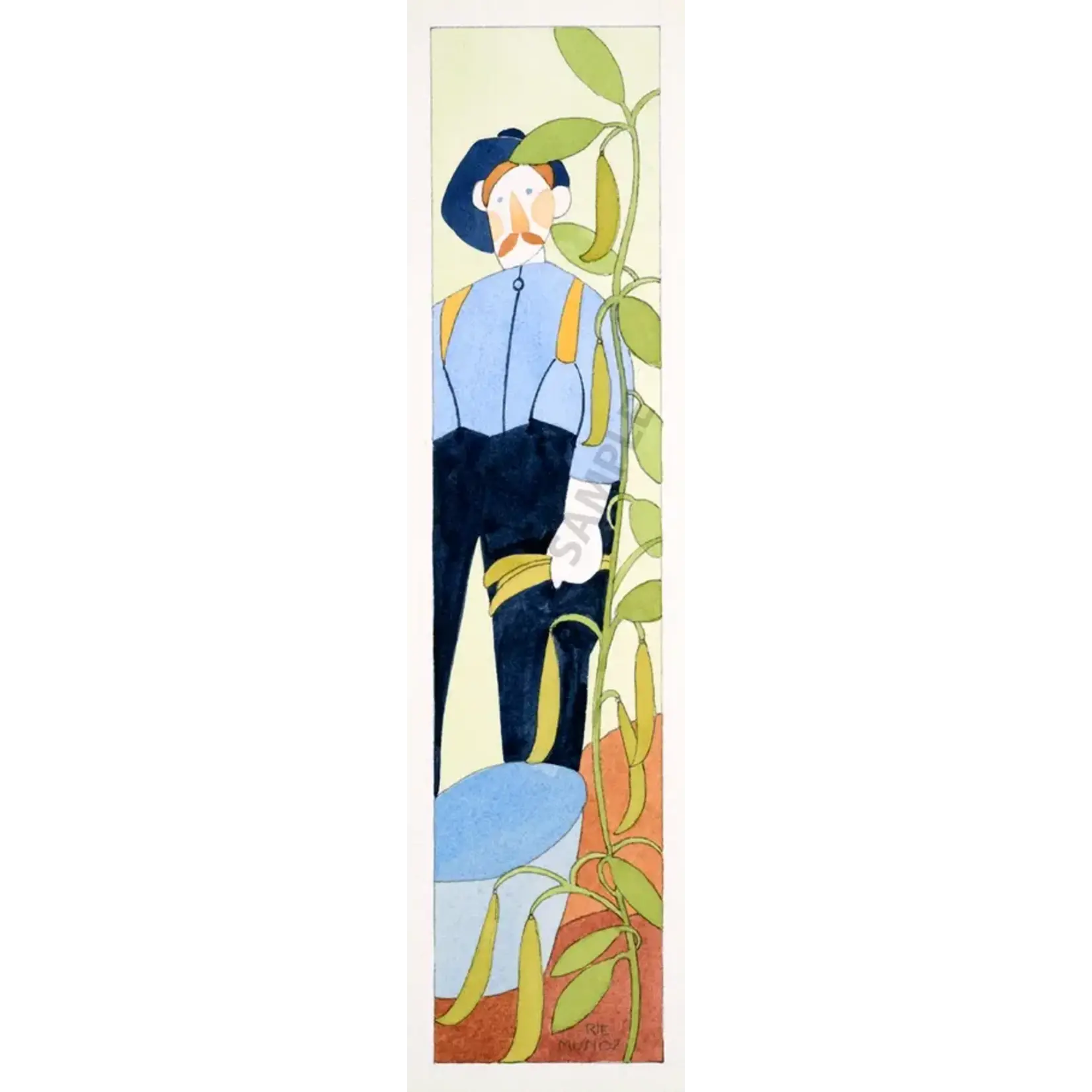 Rie Munoz Gardener - Stained Glass Study (Framed Original) | Rie Muñoz