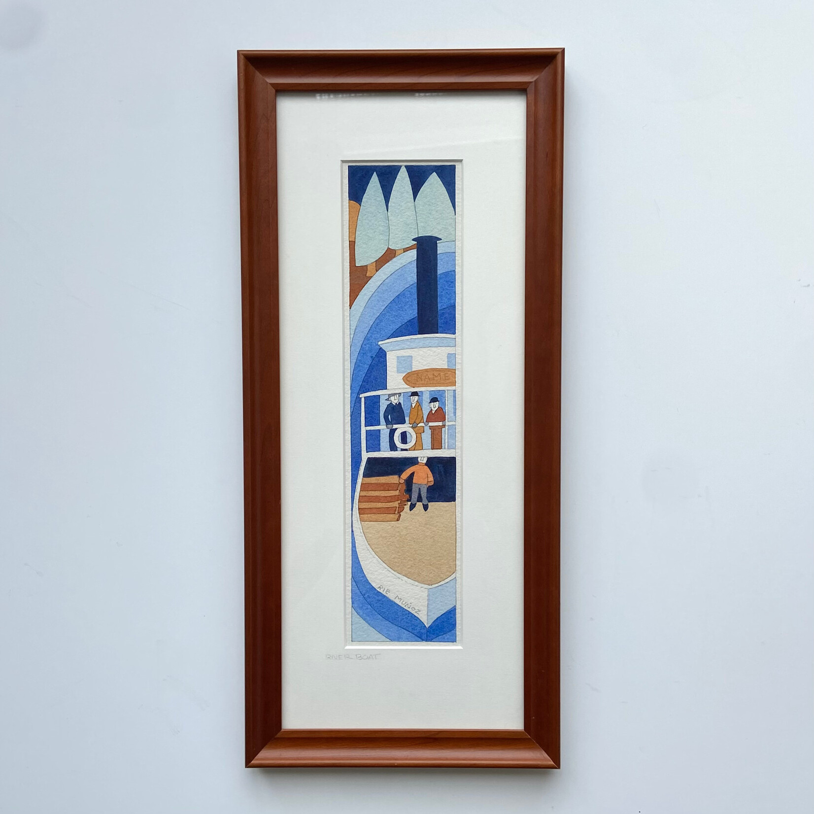 Rie Munoz Steamboat - Stained Glass Study (Framed Original) | Rie Muñoz