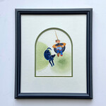 Rie Munoz Boy Swinging with Dog (Framed Original)