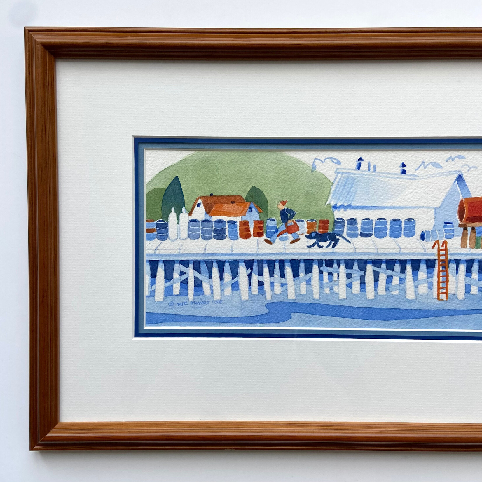 Rie Munoz Fuel Dock Pelican Study (Framed Original) | Rie Muñoz