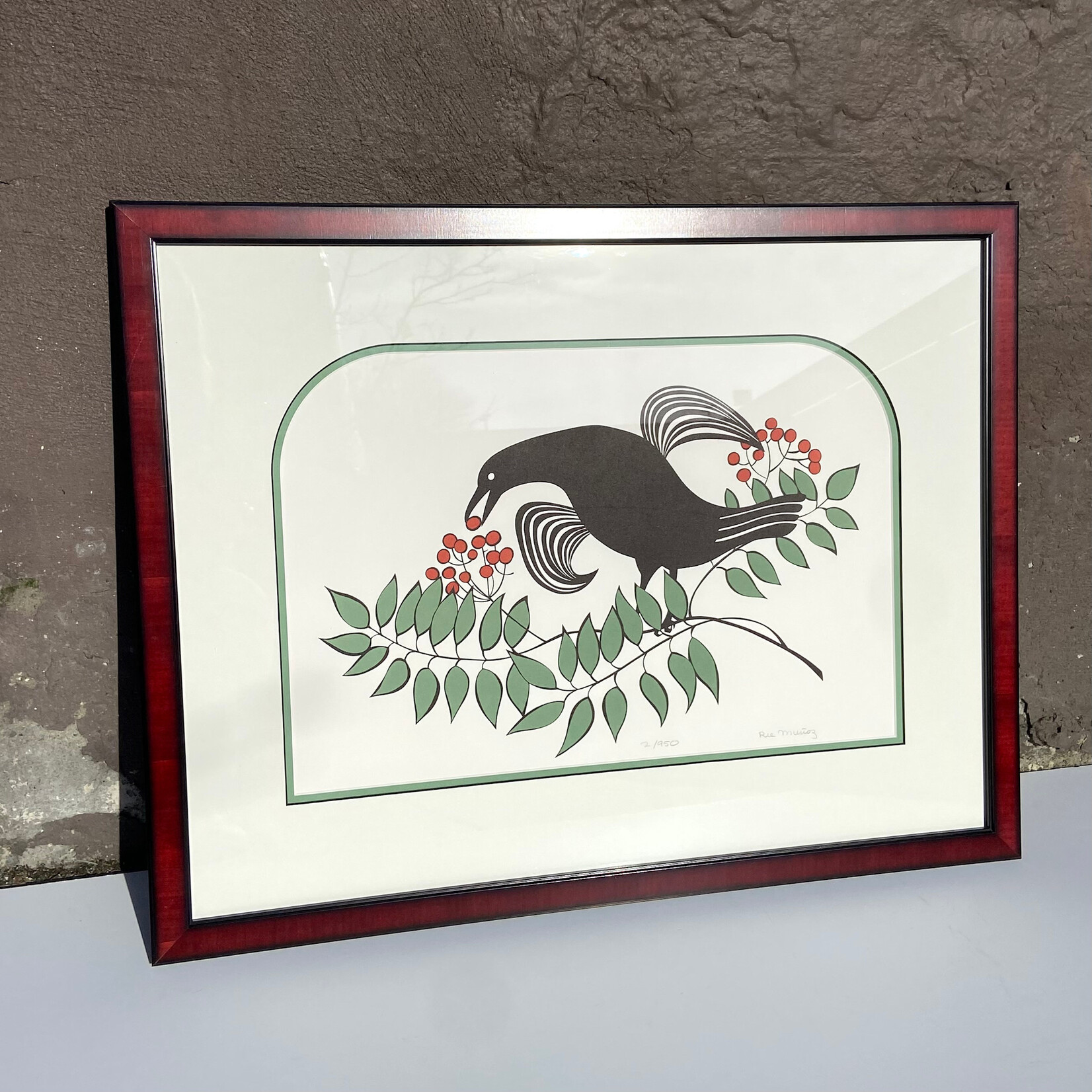 Rie Munoz Crow in a Mountain Ash (Framed Silkscreen) | Rie Muñoz