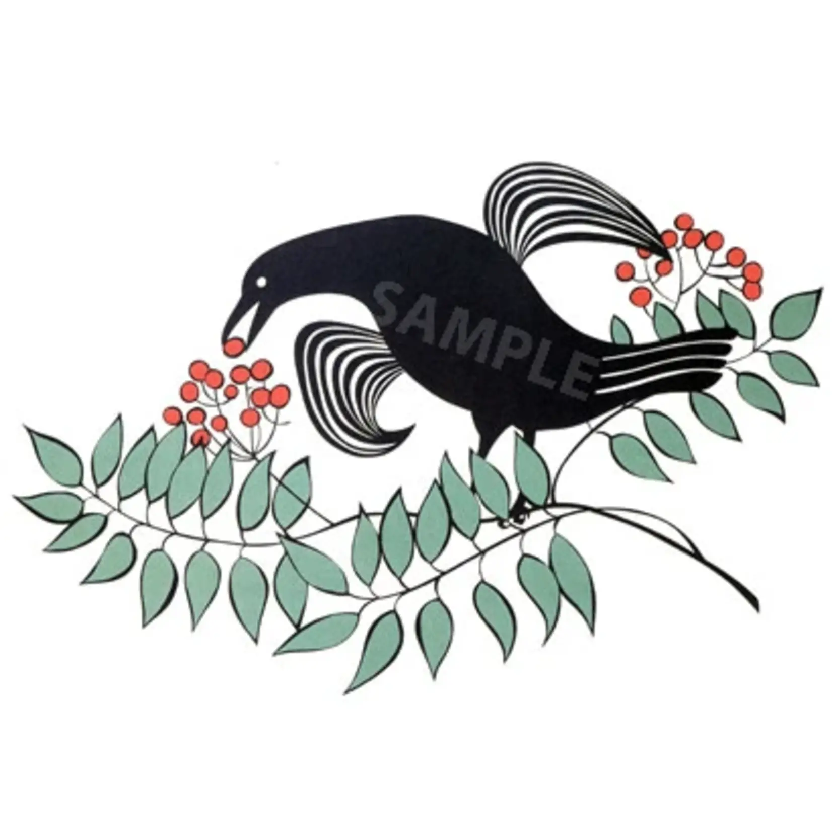 Rie Munoz Crow in a Mountain Ash (Framed Silkscreen) | Rie Muñoz