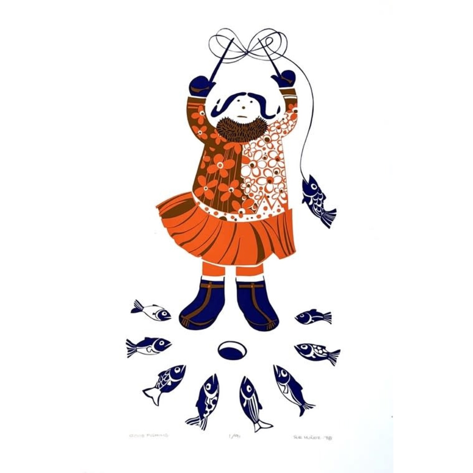 Rie Munoz "Good Fishing" Silkscreen | Rie Muñoz