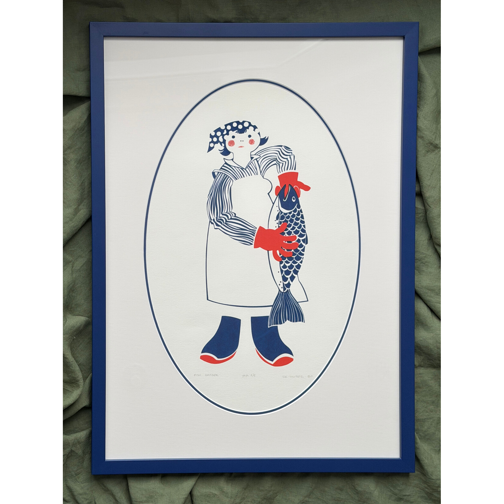 Rie Munoz Fish Grader (Framed Silkscreen) | Rie Muñoz