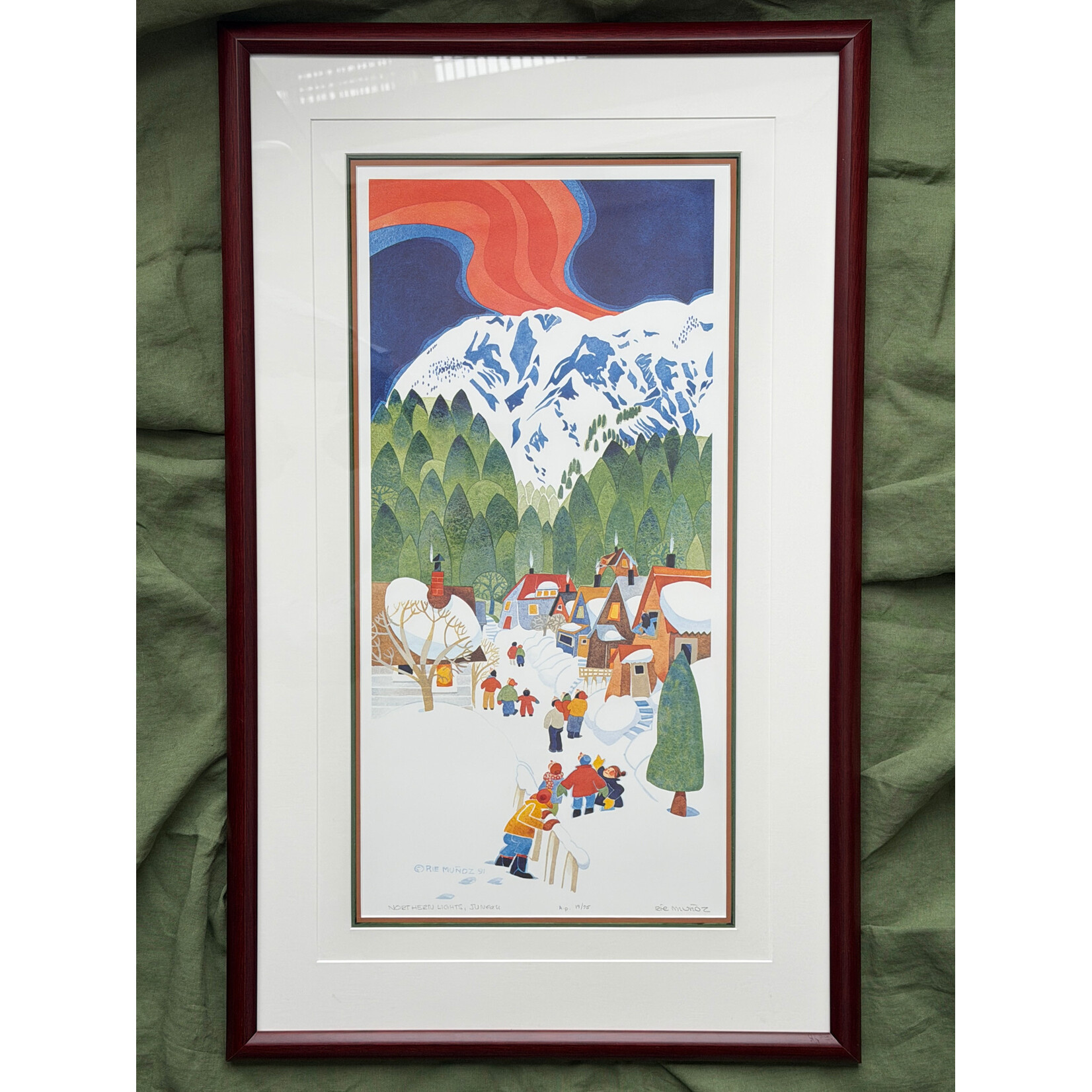 Rie Munoz Northern Lights, Juneau (Framed) | Rie Muñoz