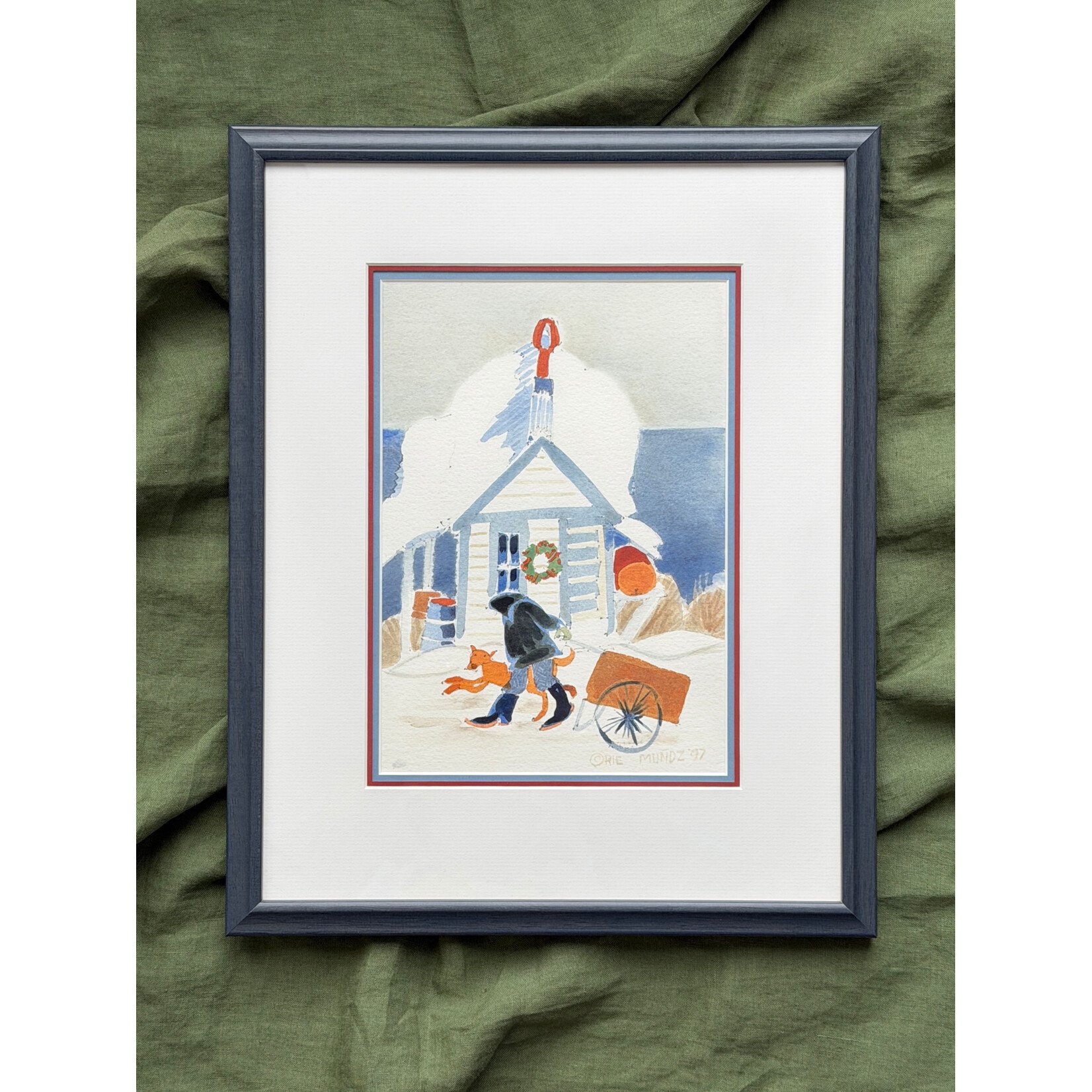 Rie Munoz Judy McDonald Walking Dog (Framed Original) | Rie Muñoz