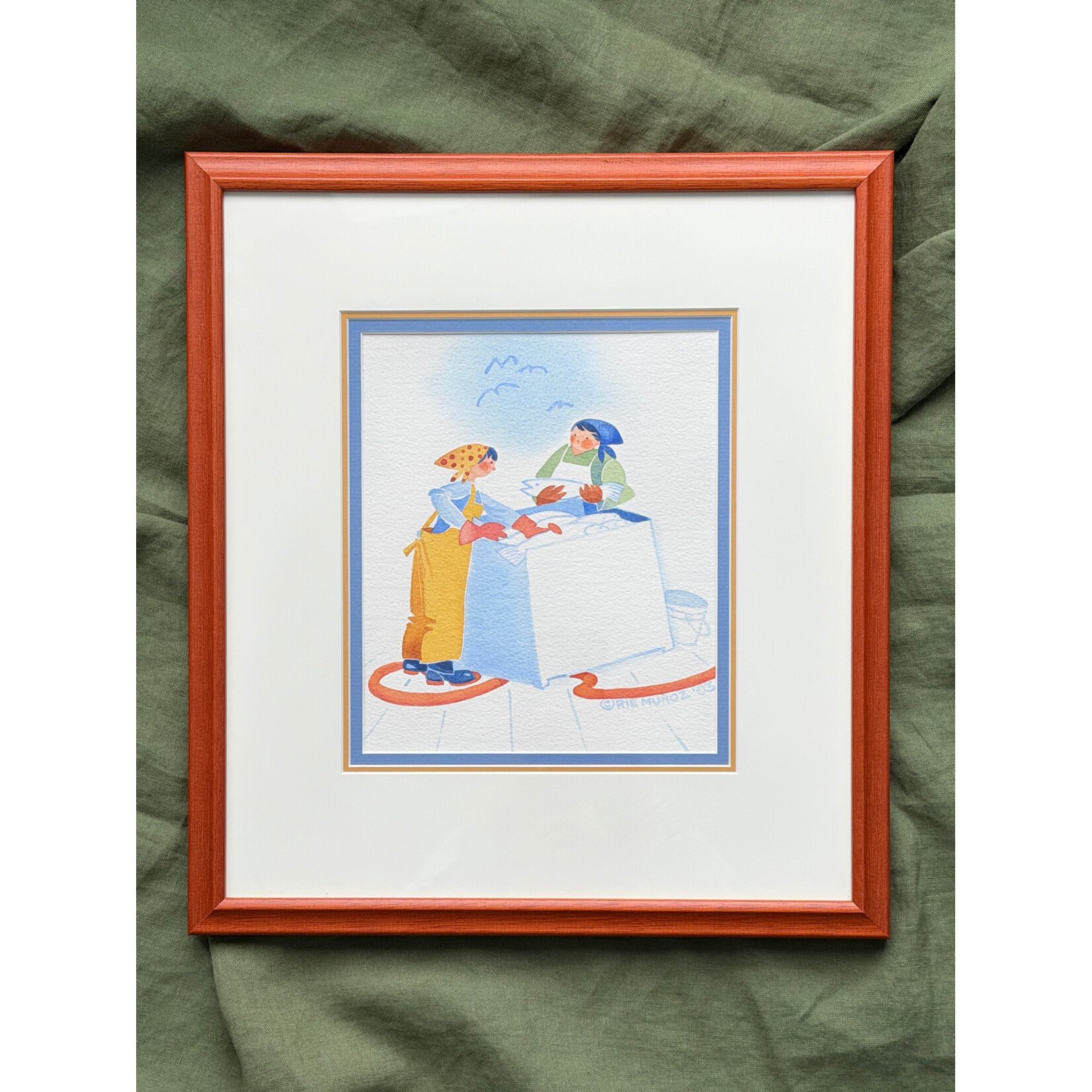 Rie Munoz Packing Fish (Framed Original) | Rie Muñoz
