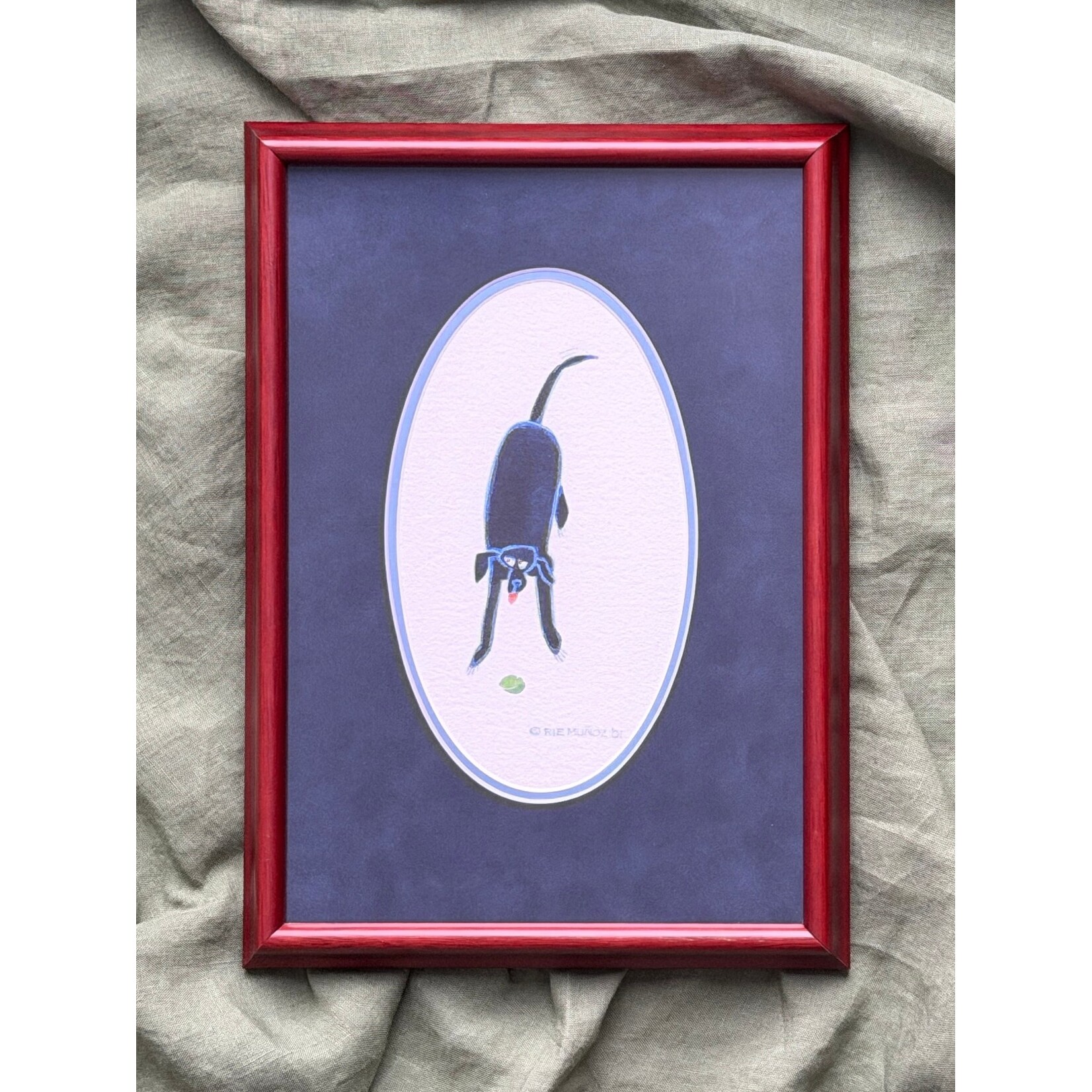 Rie Munoz Pearl Wagging (Framed Original) | Rie Muñoz