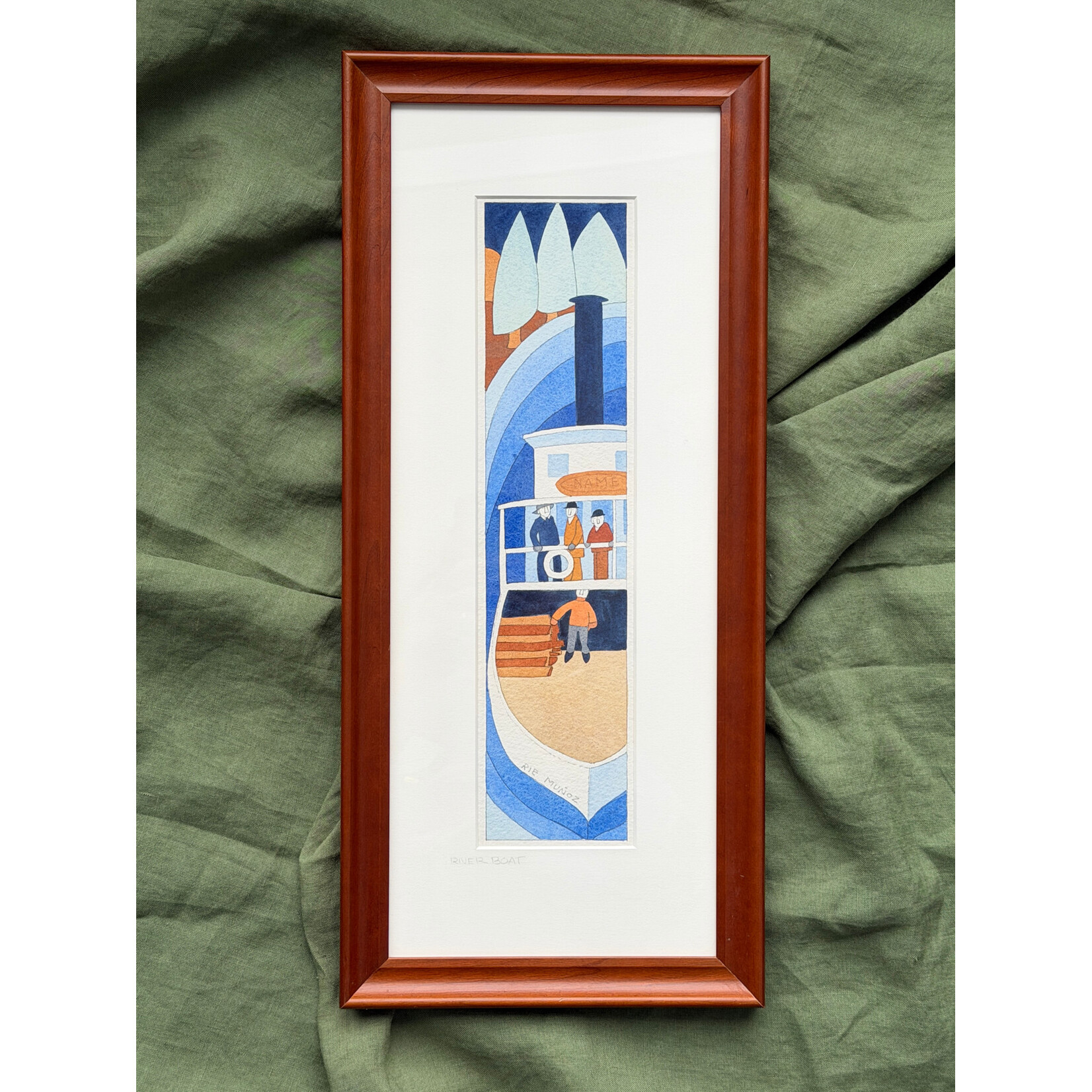 Rie Munoz Steamboat - Stained Glass Study (Framed Original) | Rie Muñoz