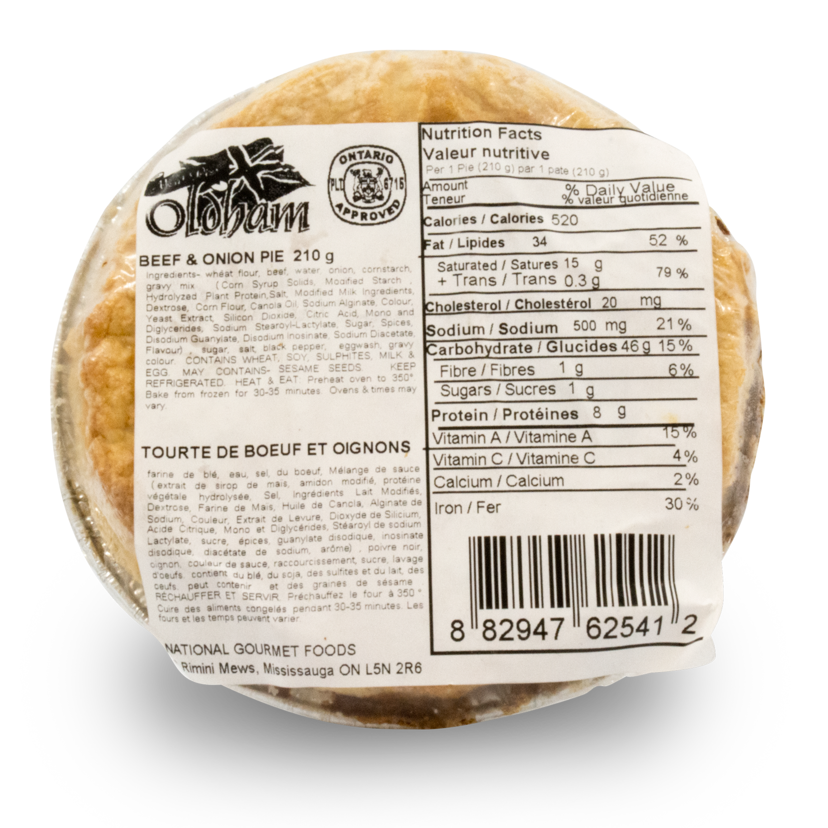 Oldham Oldham Beef and Onion Pie 210g