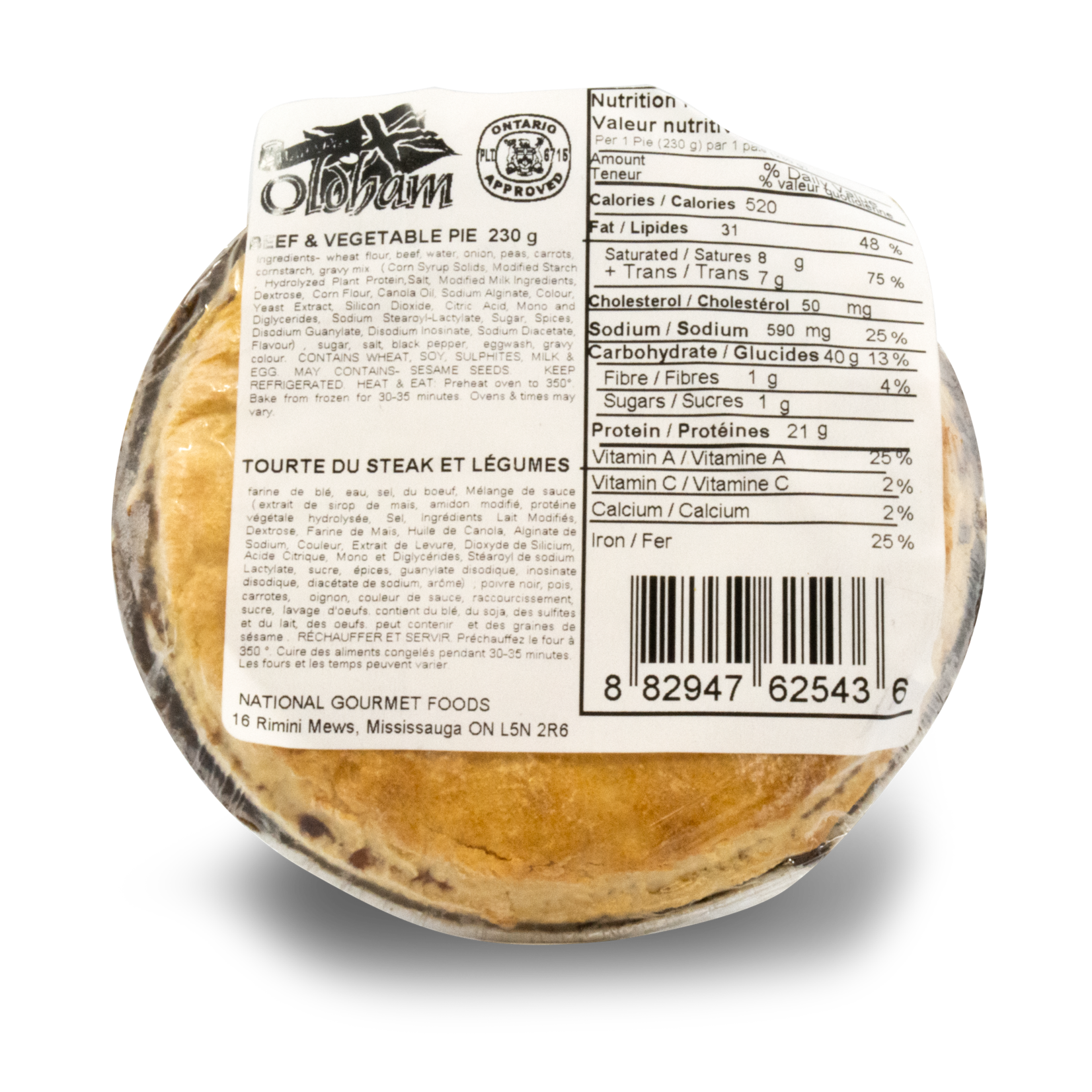 Oldham Oldham Beef and Vegetable Pie 210g