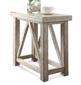 Riverside 21212 Aberdeen Weathered Worn White Chairside Table