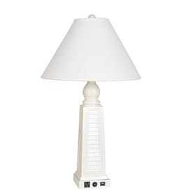 LPS-247 30" White USB Polyresin Table Lamp