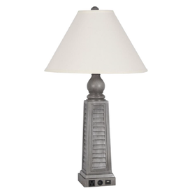 LPS-364 30" Grey 30" Polyresin Table Lamp W/ USB