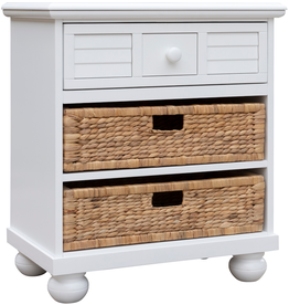 Cottage Creek 1737-0150 Beachfront Pure White Nightstand w/ Baskets