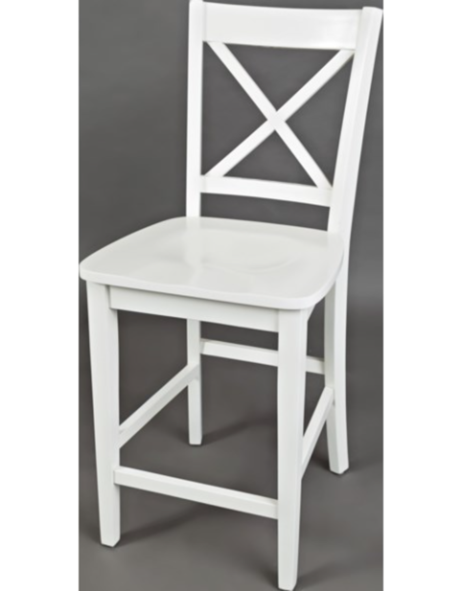 Jofran 652-BS806KD Simplicity X Back Counter Stool Paperwhite Finish