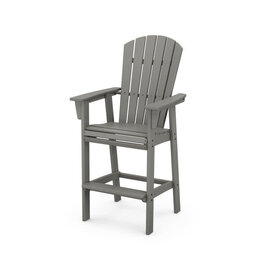 Polywood ADD612GY Nautical Curveback Adirondack Bar Chair in Grey