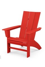 Polywood AD620SR Modern Curveback Adirondack Chair  Sunset Red