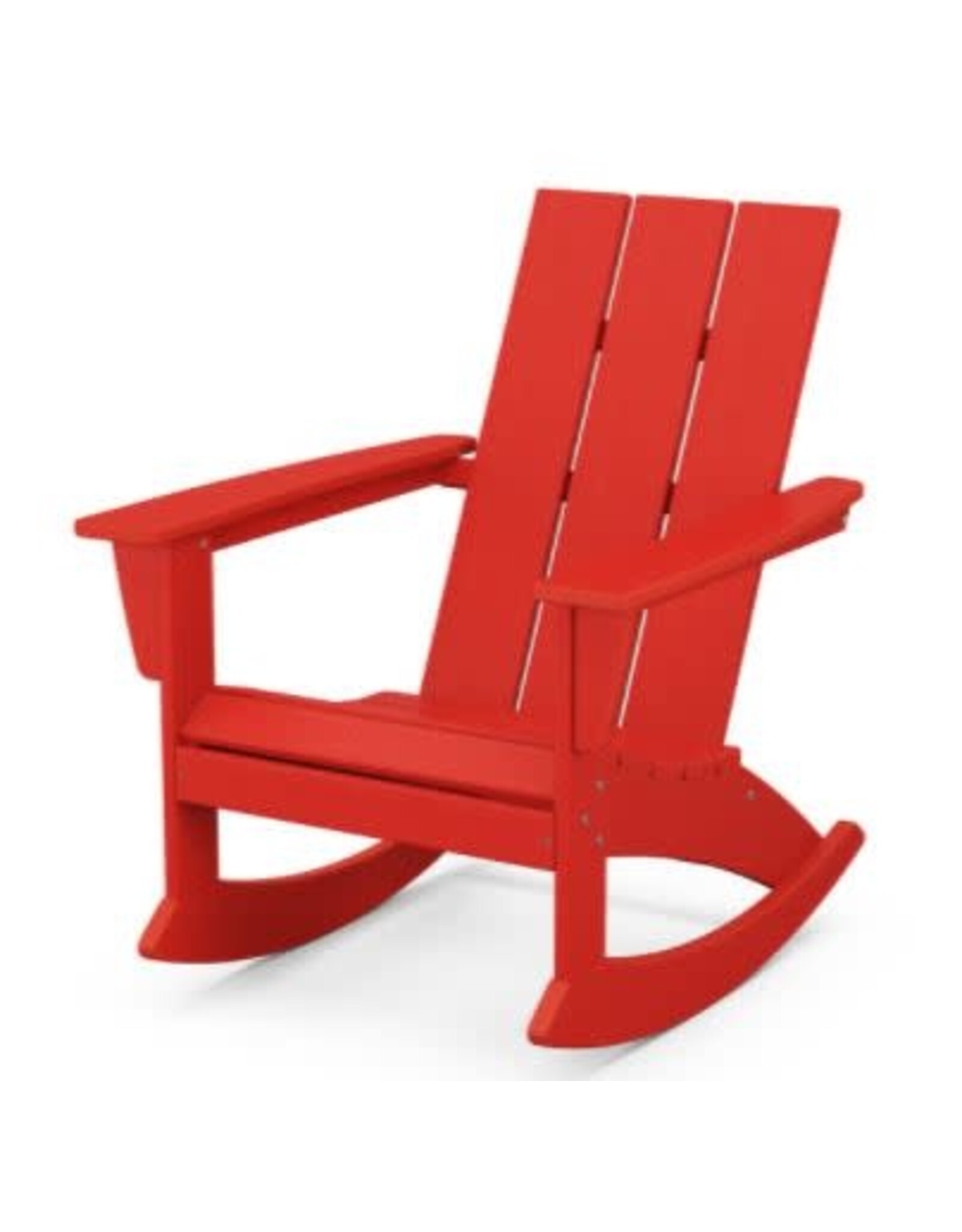 Polywood ADR420SR Modern Adirondack Rocking Chair Sunset Red