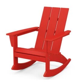 Polywood ADR420SR Modern Adirondack Rocking Chair Sunset Red