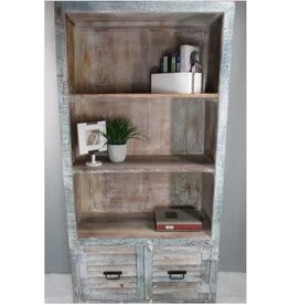 MDA-20-25C Whitewash Bookcase w/2 Doors & 3 Shelves