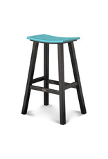 Polywood 2012-FBLAR Contempo 30" Saddle Bar Stool Black/Aruba