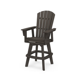 Polywood ADDSV612BL Nautical Swivel Adirondack Bar Chair in Black