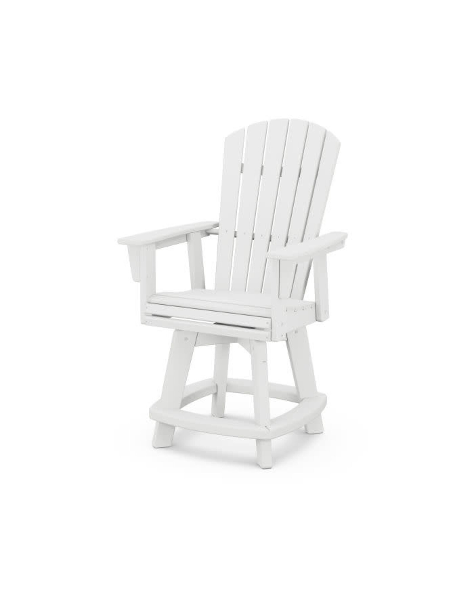 Polywood ADDSV611WH Nautical Adirondack Swivel Counter Chair White