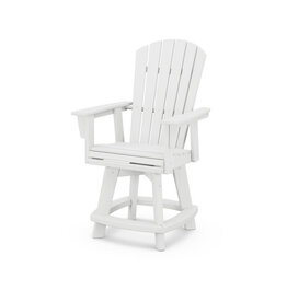 Polywood ADDSV611WH Nautical Adirondack Swivel Counter Chair White