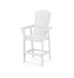 Polywood ADD612WH Nautical Curveback Adirondack Bar Chair in White