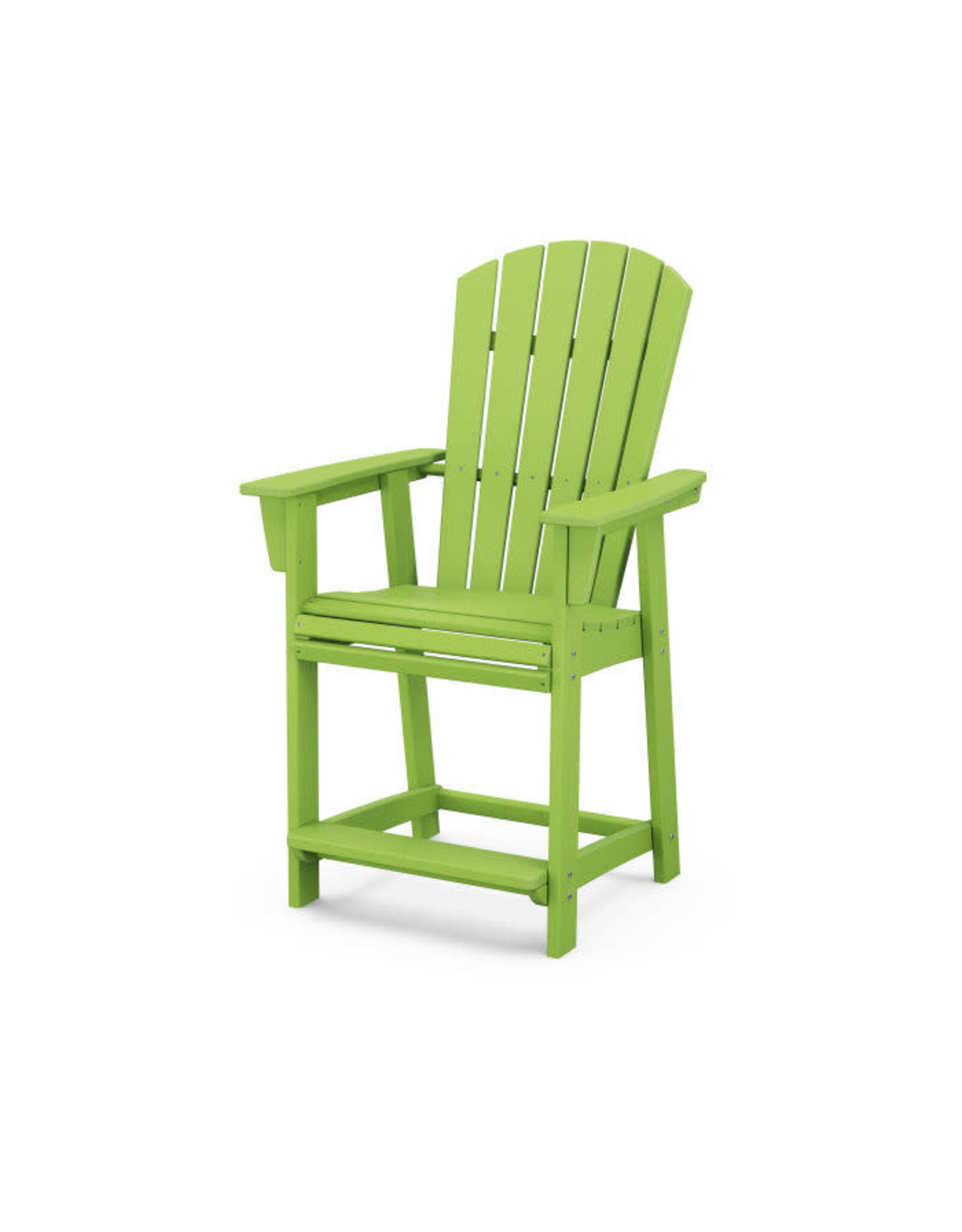 Polywood ADD611LI Nautical Curveback Adirondack Counter Chair Lime