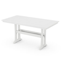 Polywood PLR83-T1L1-WH Farmhouse Trestle 37" x 72" Counter Table White