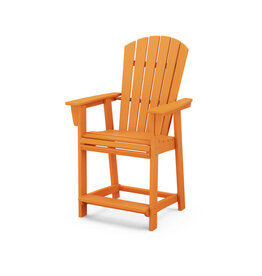 Polywood ADD611TA Nautical Curveback Adirondack Counter Chair Tangerine