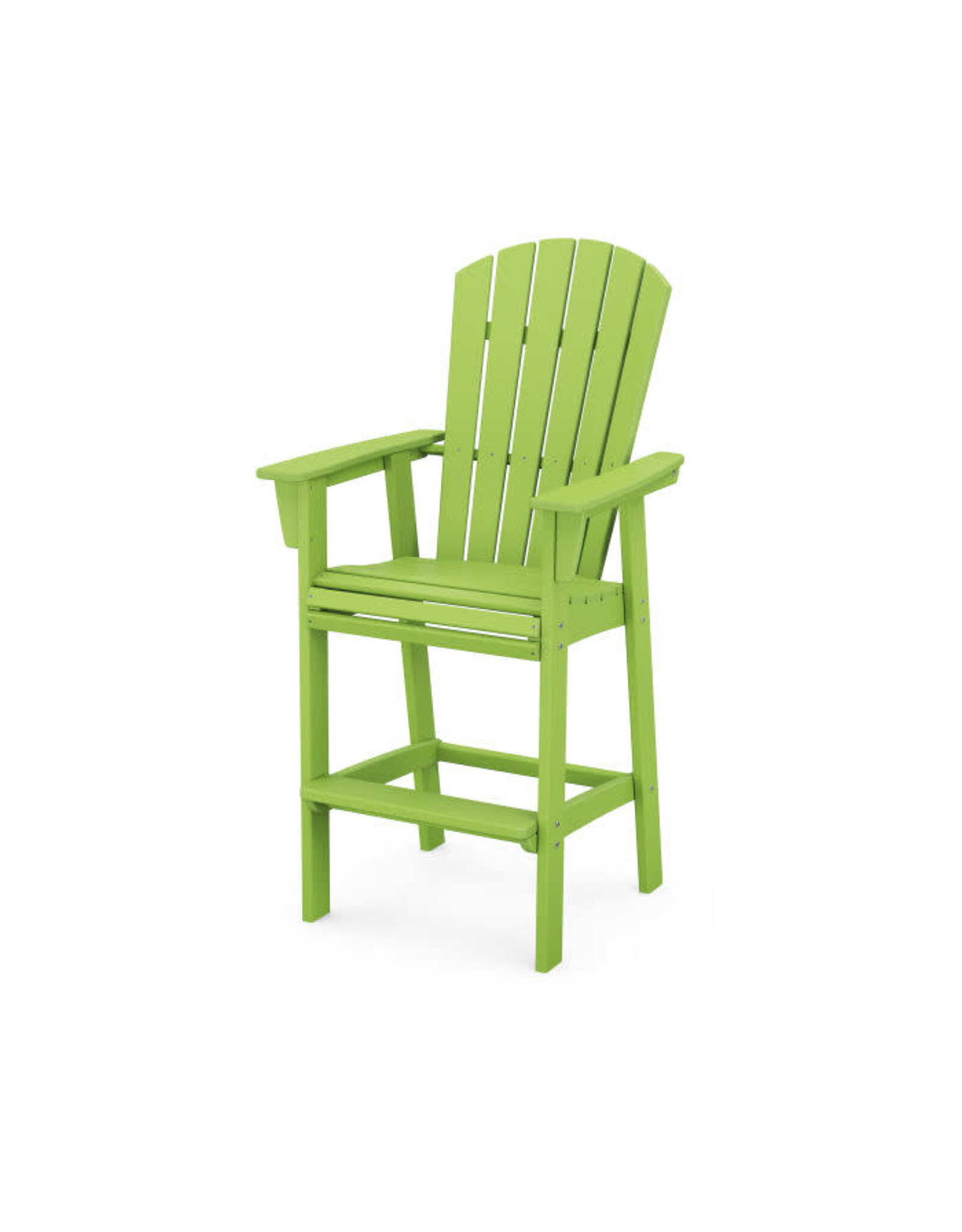 Polywood ADD612LI Nautical Curveback Adirondack Bar Chair in Lime