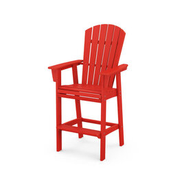 Polywood ADD612SR Nautical Curveback Adirondack Bar Chair in Sunset Red