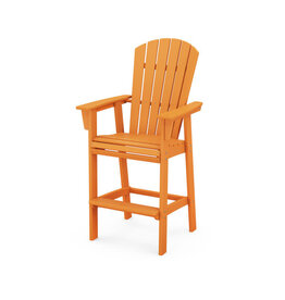 Polywood ADD612TA Nautical Curveback Adirondack Bar Chair in Tangerine