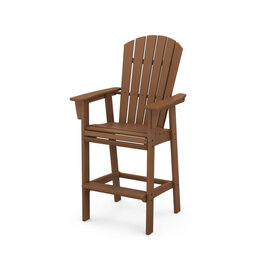 Polywood ADD612TE Nautical Curveback Adirondack Bar Chair in Teak