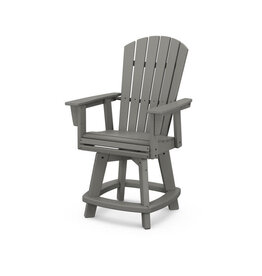 Polywood ADDSV611GY Nautical Adirondack Swivel Counter Chair Slate Grey