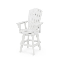 Polywood ADDSV612WH Nautical Swivel Adirondack Bar Chair in White