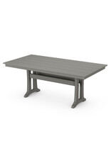 Polywood PL83-T1L1GY Farmhouse Trestle 37x72 Dining Table Slate Grey