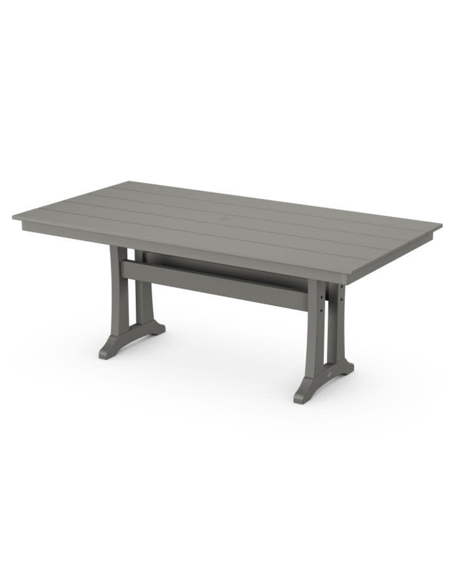 Polywood PL83-T1L1GY Farmhouse Trestle 37x72 Dining Table Slate Grey