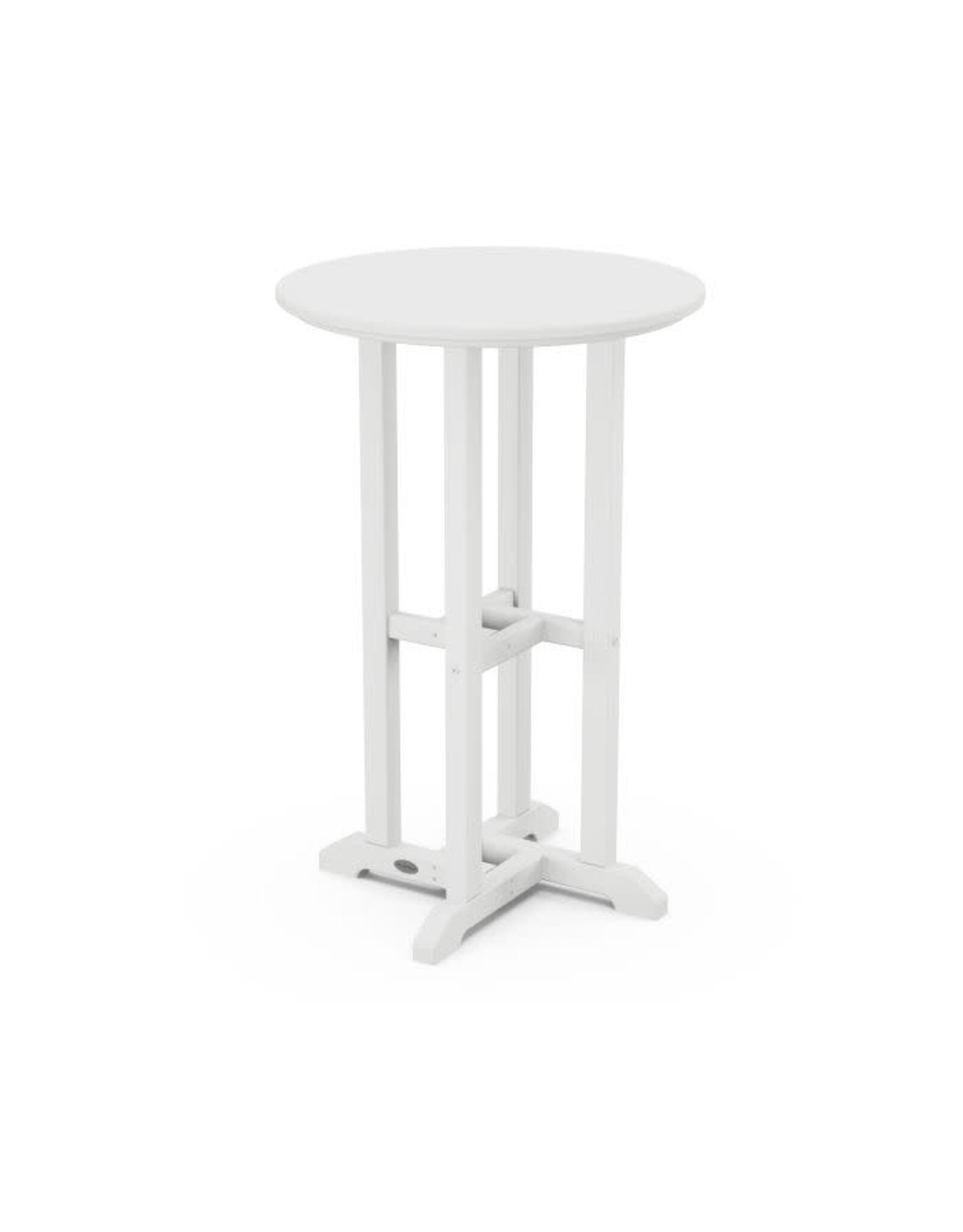 Polywood RRT124WH 24" Round Farmhouse Counter Bistro Table White