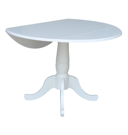 T08-42DP 42" White Drop Leaf Dining Table