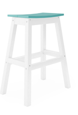 STSAB-2GDS Bar Saddle Stool in  Destin White and Gulf Shores Teal