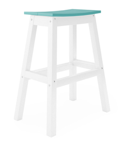 STSAB-2GDS Bar Saddle Stool in  Destin White and Gulf Shores Teal